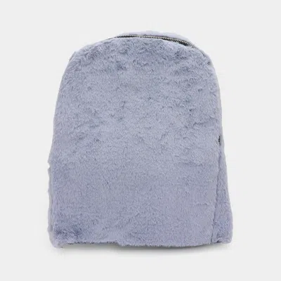 Fashnzfab Solid Faux Fur Backpack Bag In Gray