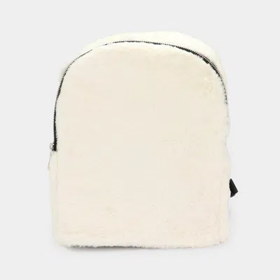 Fashnzfab Solid Faux Fur Backpack Bag In White