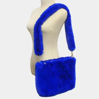 Fashnzfab Solid Faux Fur Crossbody Bag In Blue