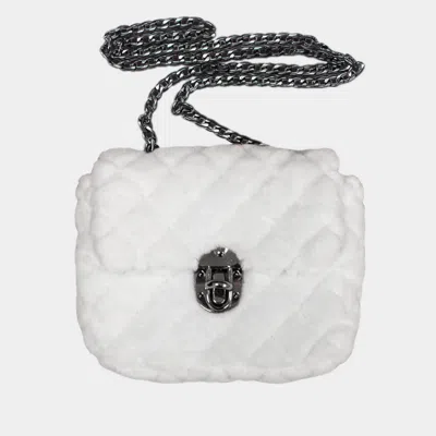 Fashnzfab Solid Faux Fur Crossbody Bag In White