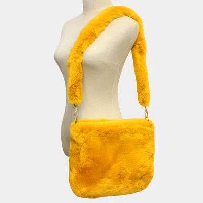 Fashnzfab Solid Faux Fur Crossbody Bag In Yellow