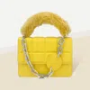 Fashnzfab Solid Faux Fur Handle Tote / Crossbody Bag In Yellow