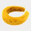 Fashnzfab Solid Faux Fur Headband In Yellow