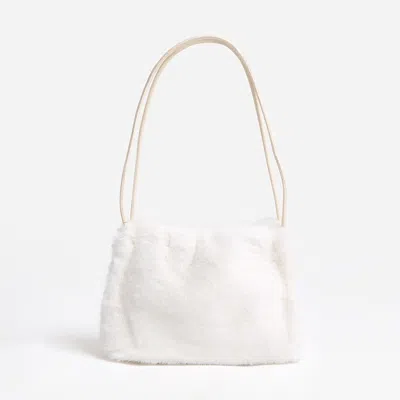 Fashnzfab Solid Faux Fur Mini Handbag / Shoulder Bag In White