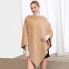 Fashnzfab Solid Faux Fur Poncho In Brown
