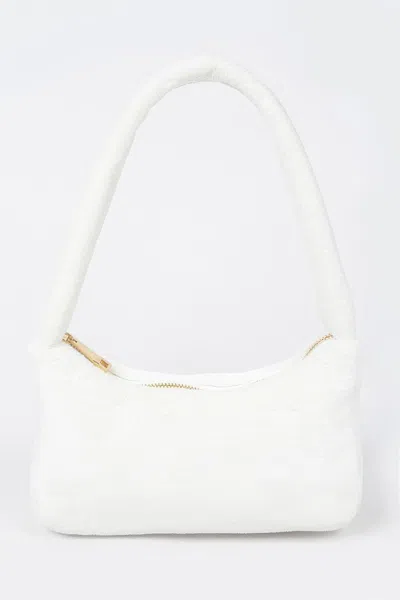 Fashnzfab Solid Faux Fur Shoulder Bag In White