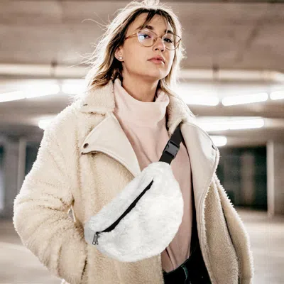 Fashnzfab Solid Faux Fur Sling Bag In White