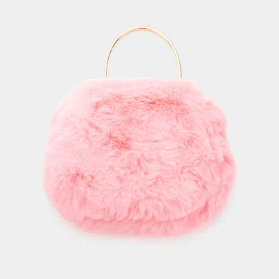 Fashnzfab Solid Faux Fur Tote / Crossbody Bag In Pink