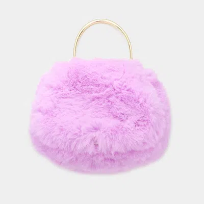Fashnzfab Solid Faux Fur Tote / Crossbody Bag In Purple