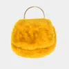 Fashnzfab Solid Faux Fur Tote / Crossbody Bag In Yellow
