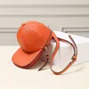 Fashnzfab Solid Faux Leather Baseball Cap Crossbody Bag In Orange