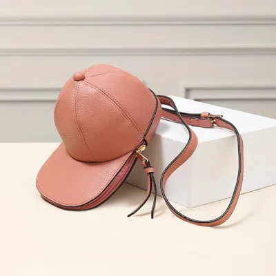 Fashnzfab Solid Faux Leather Baseball Cap Crossbody Bag In Pink