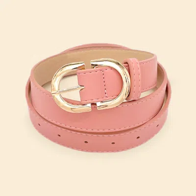 Fashnzfab Solid Faux Leather Belt In Pink
