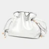 Fashnzfab Solid Faux Leather Bucket Bag In Silver