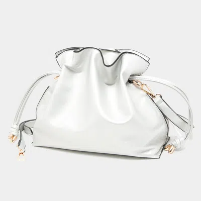 Fashnzfab Solid Faux Leather Bucket Bag In Silver