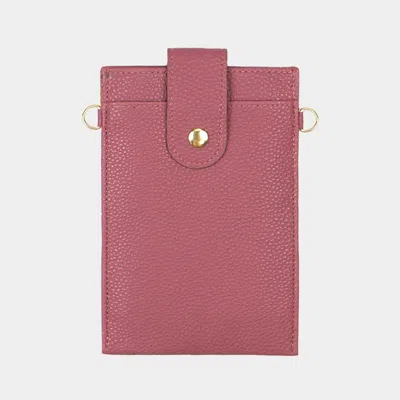 Fashnzfab Solid Faux Leather Card Wallet Travel Neck Bag In Pink