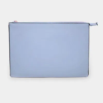 Fashnzfab Solid Faux Leather Clutch Bag In Blue