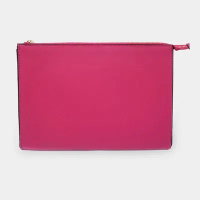 Fashnzfab Solid Faux Leather Clutch Bag In Pink