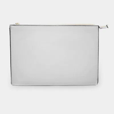 Fashnzfab Solid Faux Leather Clutch Bag In Silver