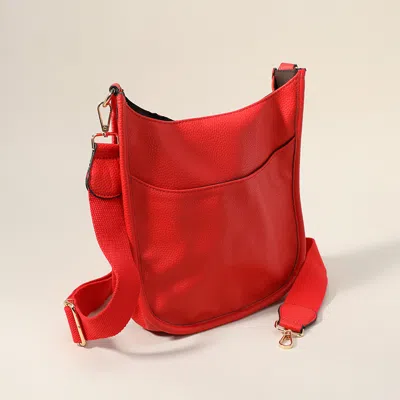Fashnzfab Solid Faux Leather Crossbody Bag 10" X 11" X 3" In Red