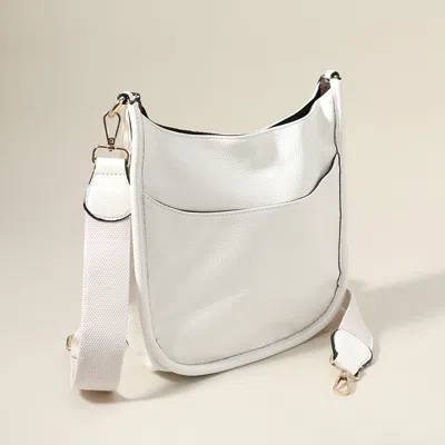 Fashnzfab Solid Faux Leather Crossbody Bag 10" X 11" X 3" In White