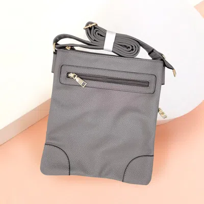 Fashnzfab Solid Faux Leather Crossbody Bag In Gray