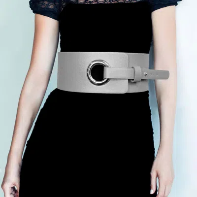 Fashnzfab Solid Faux Leather Elastic Belt In Gray