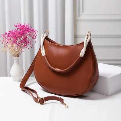 Fashnzfab Solid Faux Leather Shoulder / Crossbody Bag In Brown
