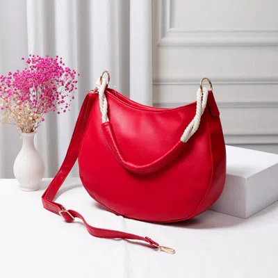 Fashnzfab Solid Faux Leather Shoulder / Crossbody Bag In Red