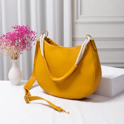 Fashnzfab Solid Faux Leather Shoulder / Crossbody Bag In Yellow