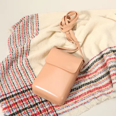 Fashnzfab Solid Faux Leather Small Crossbody Bag / Phone Pouch Bag In Pink