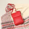 Fashnzfab Solid Faux Leather Small Crossbody Bag / Phone Pouch Bag In Red