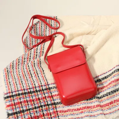 Fashnzfab Solid Faux Leather Small Crossbody Bag / Phone Pouch Bag In Red