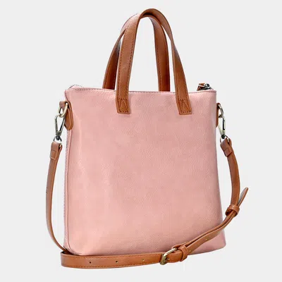 Fashnzfab Solid Faux Leather Tote / Crossbody Bag In Pink