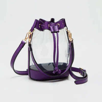Fashnzfab Solid Faux Leather Transparent Bucket Bag In Multi