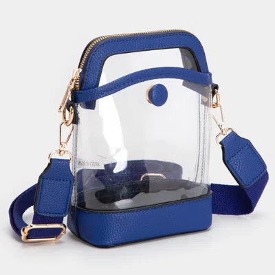 Fashnzfab Solid Faux Leather Transparent Crossbody Bag In Blue