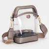Fashnzfab Solid Faux Leather Transparent Crossbody Bag In Gold
