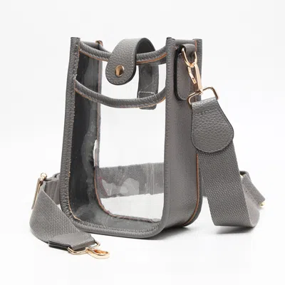 Fashnzfab Solid Faux Leather Transparent Crossbody Bag In Gray