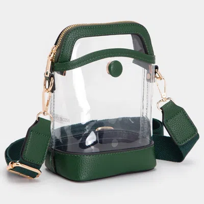 Fashnzfab Solid Faux Leather Transparent Crossbody Bag In Green