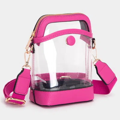 Fashnzfab Solid Faux Leather Transparent Crossbody Bag In Pink