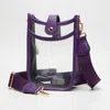 Fashnzfab Solid Faux Leather Transparent Crossbody Bag In Purple