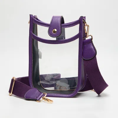 Fashnzfab Solid Faux Leather Transparent Crossbody Bag In Purple