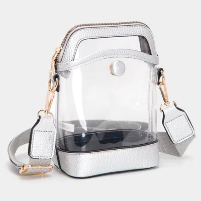 Fashnzfab Solid Faux Leather Transparent Crossbody Bag In Silver