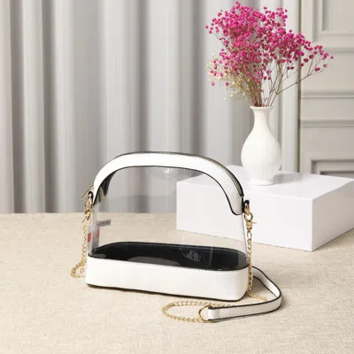 Fashnzfab Solid Faux Leather Transparent Crossbody Bag In White