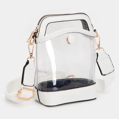 Fashnzfab Solid Faux Leather Transparent Crossbody Bag In White