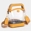 Fashnzfab Solid Faux Leather Transparent Crossbody Bag In Yellow