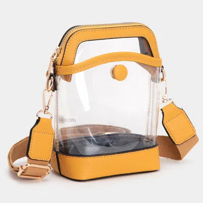 Fashnzfab Solid Faux Leather Transparent Crossbody Bag In Yellow