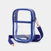 Fashnzfab Solid Faux Leather Transparent Rectangle Crossbody Bag 4.7" X 2" X 7.9" In Blue