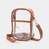 Fashnzfab Solid Faux Leather Transparent Rectangle Crossbody Bag 4.7" X 2" X 7.9" In Multi