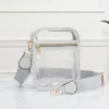 Fashnzfab Solid Faux Leather Transparent Rectangle Crossbody Bag In Silver